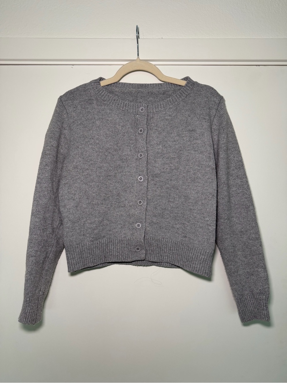 Gray Button-Front Women’s Sweater Cardigan
